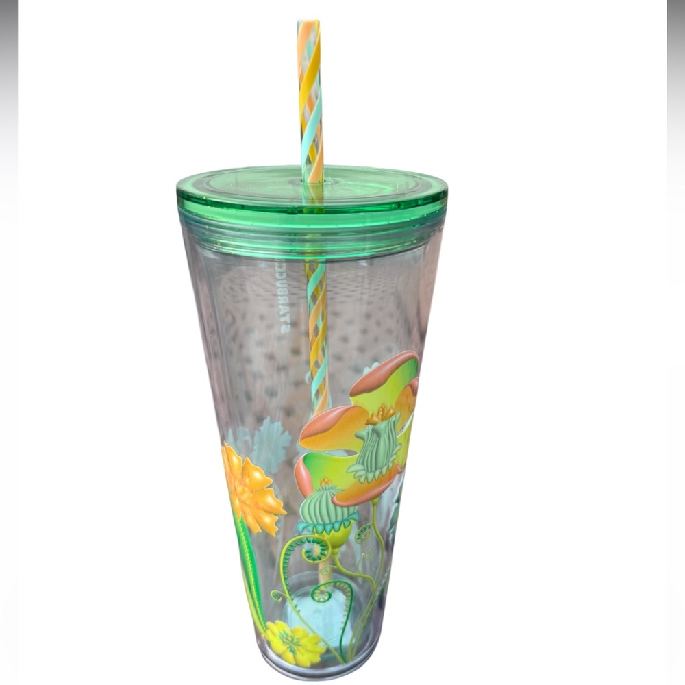 NWT- Starbucks Summer 2025 Floral Transparent Venti Tumbler 24 oz